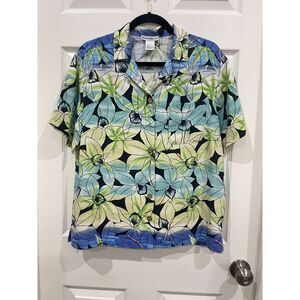 Kriss Kross Shirt Womens 12 Silk Floral Hawaiian Button Up Camp Casual